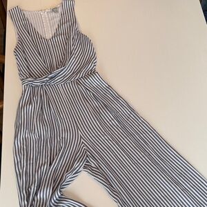 a new day Navy and White Striped Jumpsuit